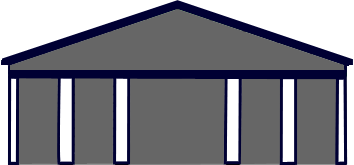 Mini storage rendering with a gable roof design. Waldroop Steel Mini Storage development solutions.