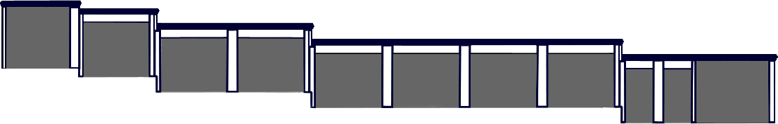 Mini storage rendering with step downs following the geography of the land. Waldroop Steel Mini Storage development solutions.